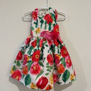 Nannette Floral Dress with Red and Green Highlights
